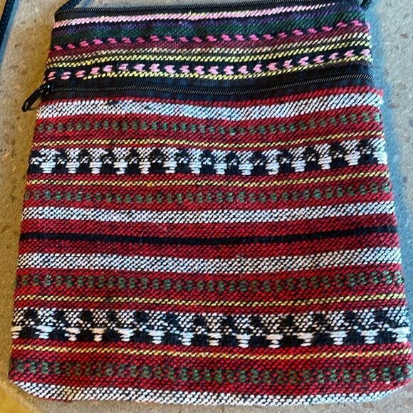 Bohemian Multicolored Striped Knit Lightweight Mini Crossbody Bag - Picture 4 of 12